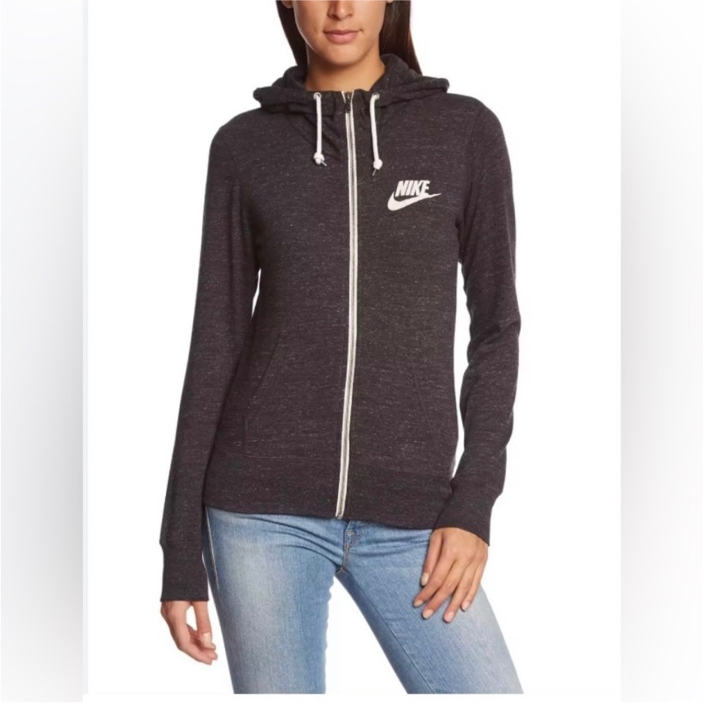 Women’s Nike Long Sleeve Gym Classic Full-Zip Hoodie - Medium - Heather Grey